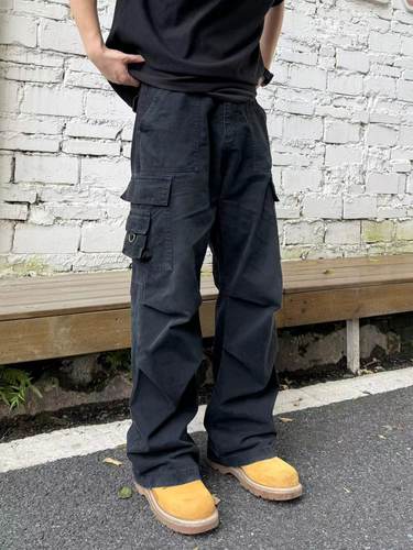 22TREE美式复古工装裤男高街休闲腰带cieanfit牛仔裤百搭直筒潮牌