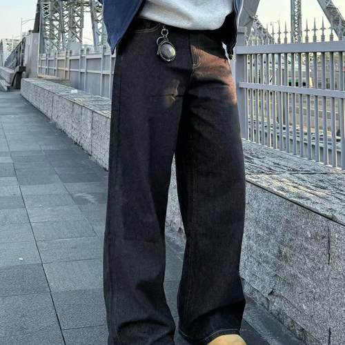 22TREE美式复古显瘦男女高街休闲腰带cieanfit原牛仔裤百搭直筒裤