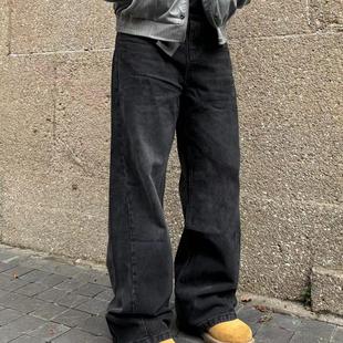 22TREE美式 复古纯色简约男高街休闲腰带cieanfit百搭直筒牛仔裤