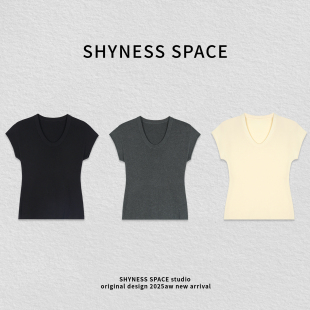 ROW风老钱U领T恤设计感硬汉风小香风T恤HB358 型U领短袖 夏季 修身