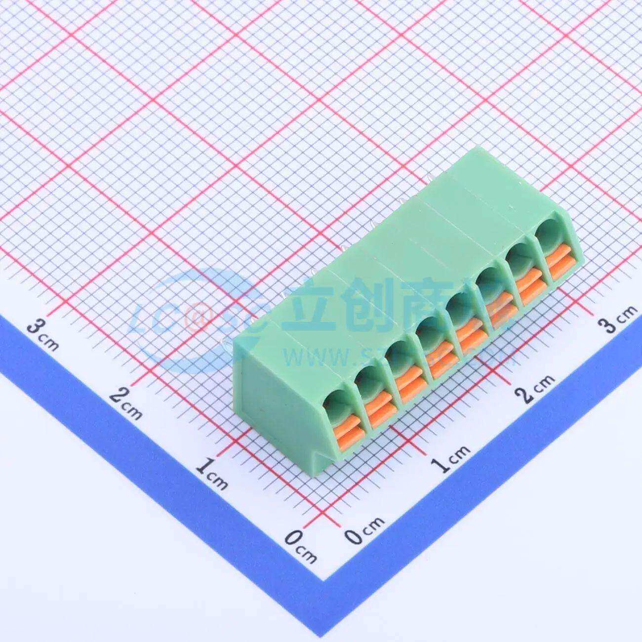 弹簧式接线端子KF250NH-3.5-8P 插件,P=3.5mm 1x8P 绿色