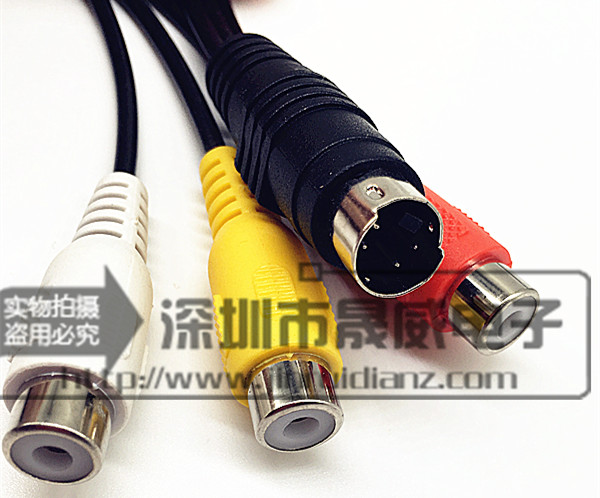 4针S端子转3AV公音视频线 S-Video公转莲花RCA母信号传输线黄红白
