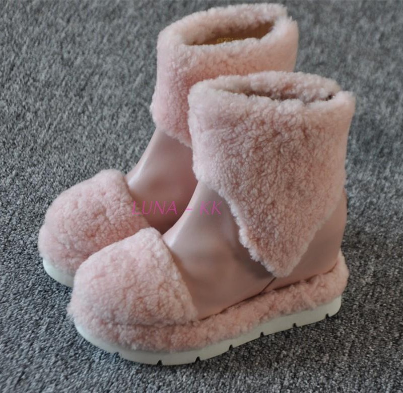 欧洲站羊羔毛内增高短靴秋冬鞋