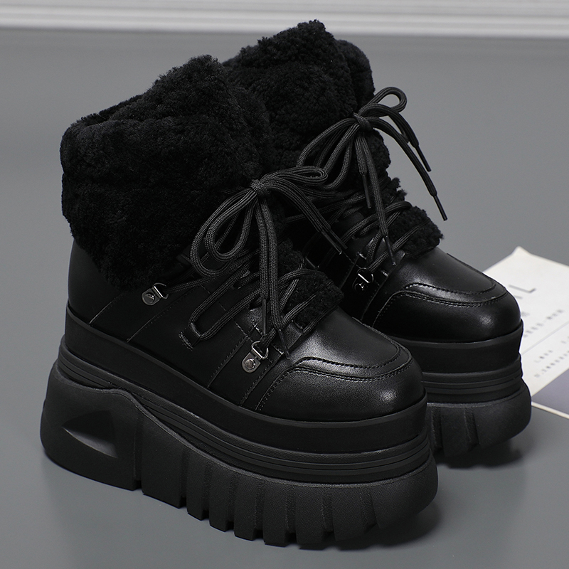 小个子厚底女靴增高11CM雪地靴2024冬季新款加绒加厚羊毛防滑棉鞋