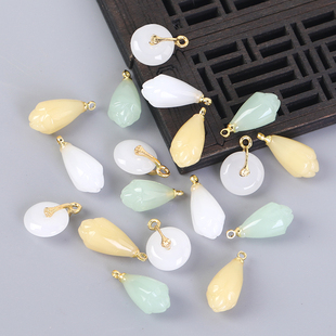 白玉兰花朵吊坠金丝玉diy手工配饰滴溜坠子耳坠发簪古风饰品