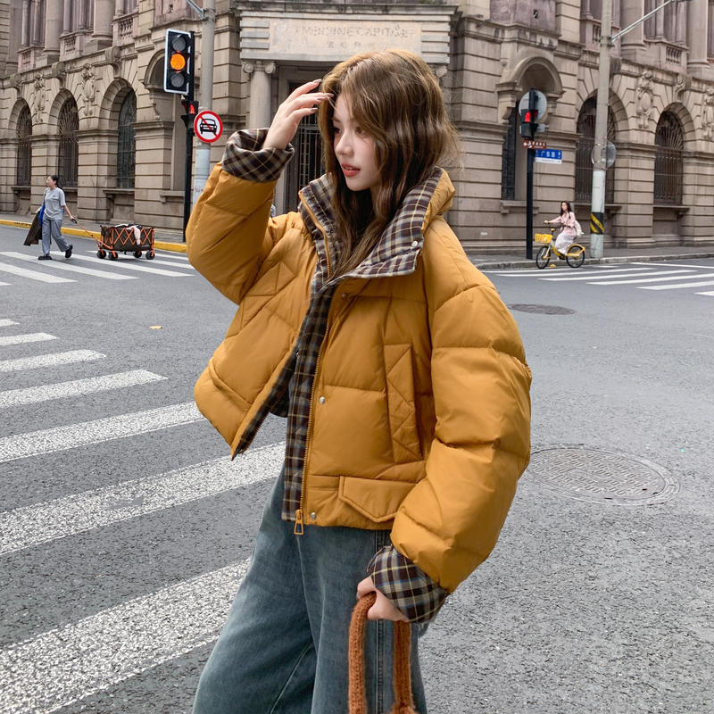 新款现货2025稳定棉衣拼接黄色6638P165K248，女装棉衣/棉服，杭阁服饰