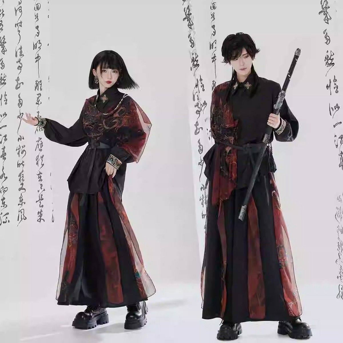 卿棠原创敦煌焰生鹿灵新中式国风男女衬衣阔腿裤国潮刺绣衬衫套装,男装,其他套装,淘宝优惠券,粉丝福利购,淘宝优惠卷