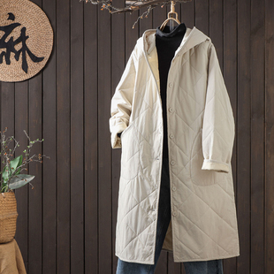 冬季 口撞色设计感轻薄棉衣夹棉外套菱格保暖棉服 宽松连帽棉袄女袖