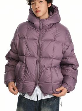 TSAS 国潮牌绗缝连帽宽松羽绒服冬季加厚保暖外套