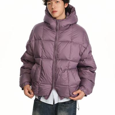 90白鸭绒格子羽绒服宽松版