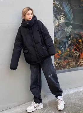 TSAS 90白鸭绒潮牌宽松加厚可拆卸连帽羽绒服男廓形户外防水外套