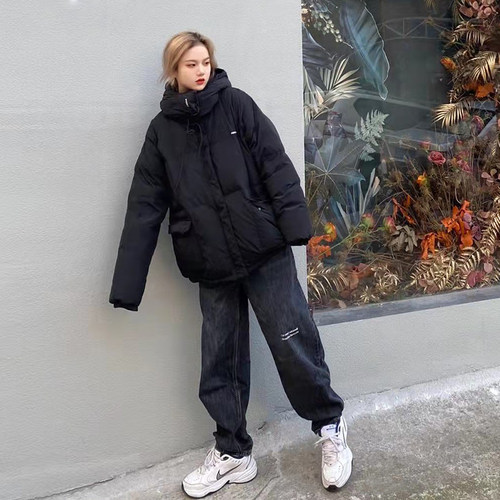 加厚连帽羽绒服宽松连帽户外