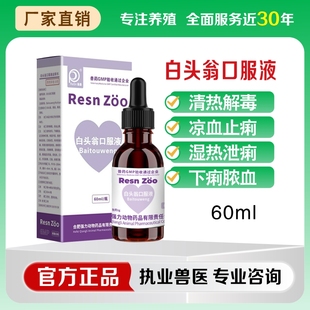 宠物兽用药白头翁口服液家禽猪牛羊猫狗清热解毒腹泻止痢草本制剂