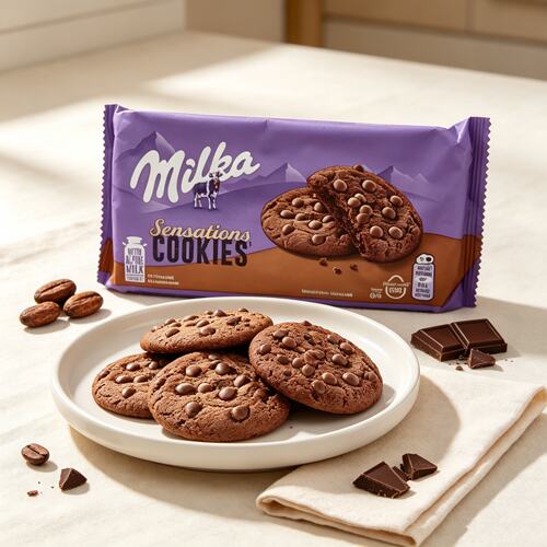 俄罗斯Milka 妙卡 Sensations Cookies 巧克力豆曲奇饼干156克