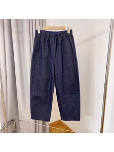 大码女装松紧腰哈伦牛仔裤女夏季薄款胖妹妹高腰显瘦九分老爹裤子