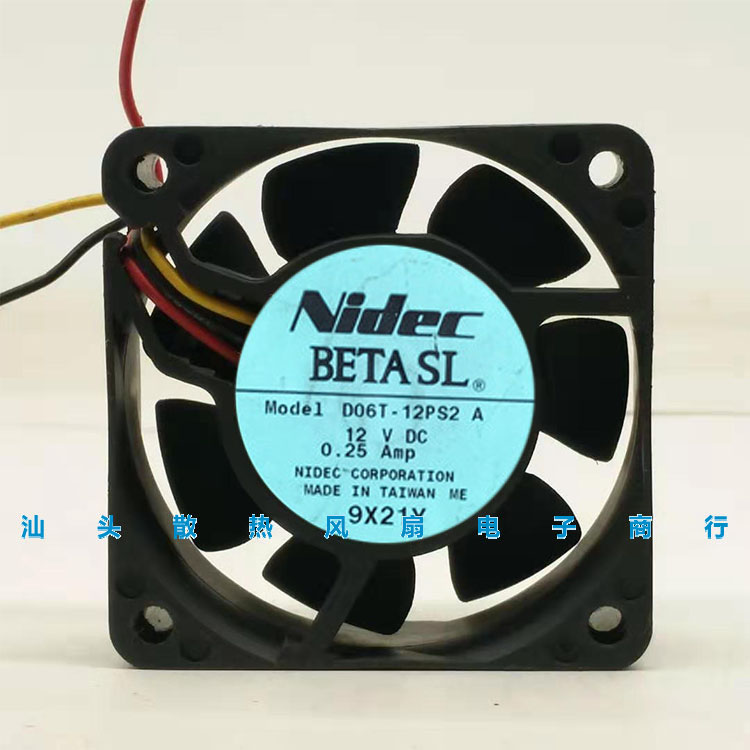 原装正品Nidec D06T-12PS2  DC12V 0.25A 6CM 6025大风量散热风扇