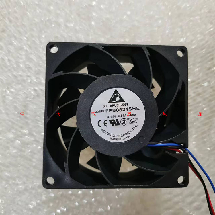 台达 FFB0824SHE 8038 24V 0.51A 8CM 大风量 双滚珠变频器风扇