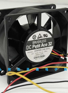 三洋 109P0812H2J031 8cm 8032 12V 0.18A静音机箱风扇80*80*32MM