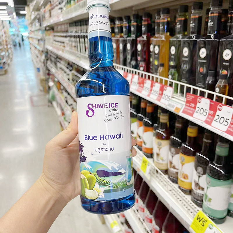 泰国shave ice糖浆蓝色夏威夷蓝柑黑莓蓝柠檬薄荷香蜜果露调冰饮