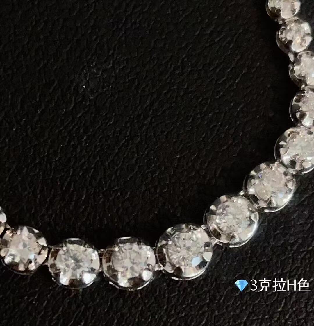 18K金女镶嵌3克拉天然南非高品质钻石满钻圆钻项链真金真钻送证书