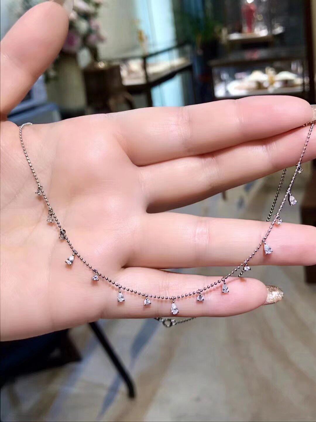 女18K金0.605克拉天然南非高品质钻石水滴钻圆钻满天星项链送证书