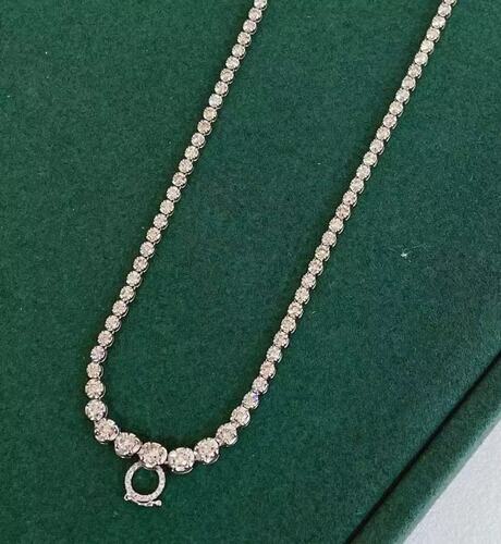 18K金女镶嵌5克拉天然南非高品质钻石圆钻满钻项链真金真钻送证书