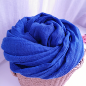 宝蓝色棉麻围巾女春秋夏季 薄款 旅游纯色文艺亚麻丝巾防晒空调披肩