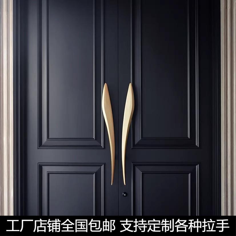新中式仿古铜重型实木大门推拉手