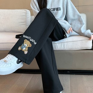 外穿高腰休闲卫裤 大码 宽松显瘦阔腿裤 女春秋季 子 胖mm200斤直筒裤