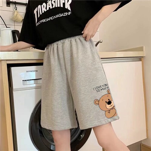 运动短裤女夏宽松高腰中裤外穿跑步速干热裤潮ins显瘦休闲五分裤