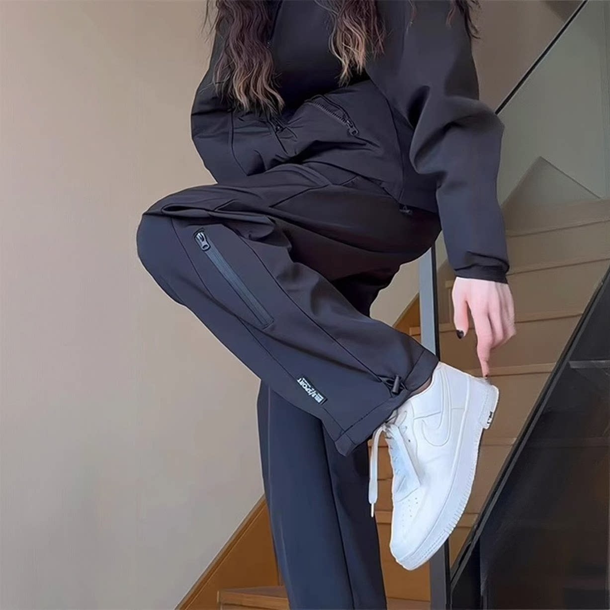 便宜处理~美式机能冲锋裤女士防风直筒裤秋季新款运动宽松休闲裤