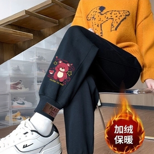 女冬季 束脚运动裤 女士保暖哈伦裤 百搭休闲裤 新款 清仓便宜加绒卫裤