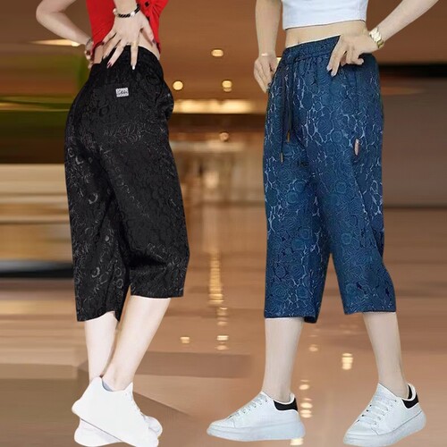 休闲七分裤女2026新款夏季薄款运动短裤子女士大码时尚弹力直筒裤