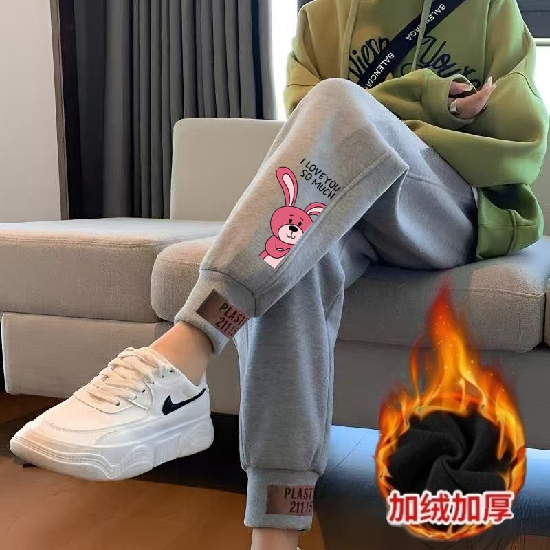 休闲裤女冬季加绒加厚爆款哈伦裤时尚百搭运动裤潮流显瘦保暖卫裤