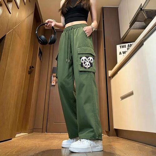 工装裤女夏季薄款宽松直筒2026新款运动裤高腰显瘦潮流阔腿休闲裤