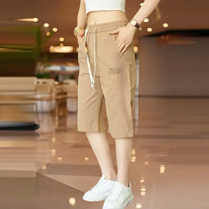 2026夏季薄款女士宽松运动休闲裤高腰百搭七分裤潮流显瘦直筒短裤