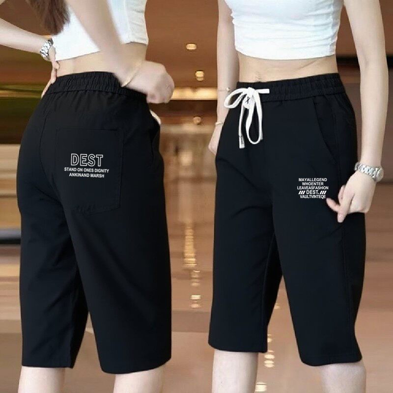 商场尾货冰丝速干短裤女夏薄款七分裤休闲爆款中裤直筒运动7分裤