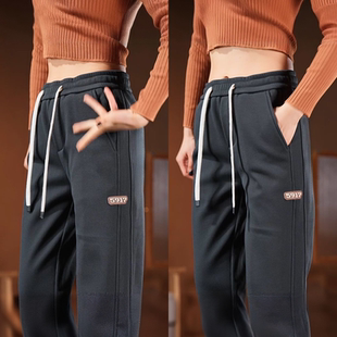 百搭潮流运动裤 华夫格休闲裤 宽松女士显瘦高腰束脚时尚 新款 春夏季