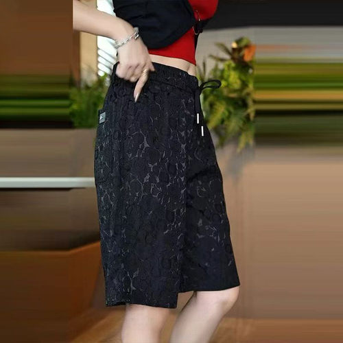 清仓尾货冰丝五分裤女夏季薄款宽松休闲运动裤显瘦提花直筒短裤子
