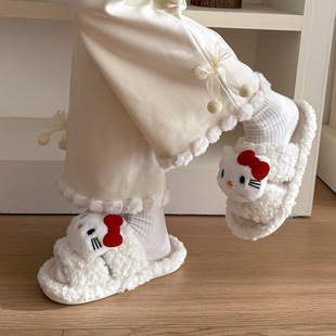 月子鞋 男保暖鞋 包头拖女 女加绒棉拖鞋 可爱KT猫棉拖居家棉拖鞋