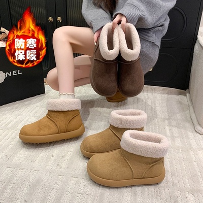 丑萌大头雪地靴女2025秋冬新款小土豆毛毛短靴厚底加绒加厚大棉鞋