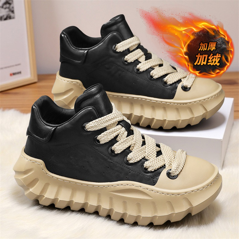 2025新款厚底老爹鞋时尚加绒