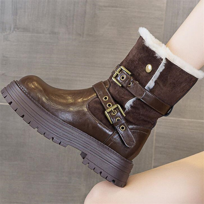 隐形内增高8厘米莱咖坡跟雪地靴