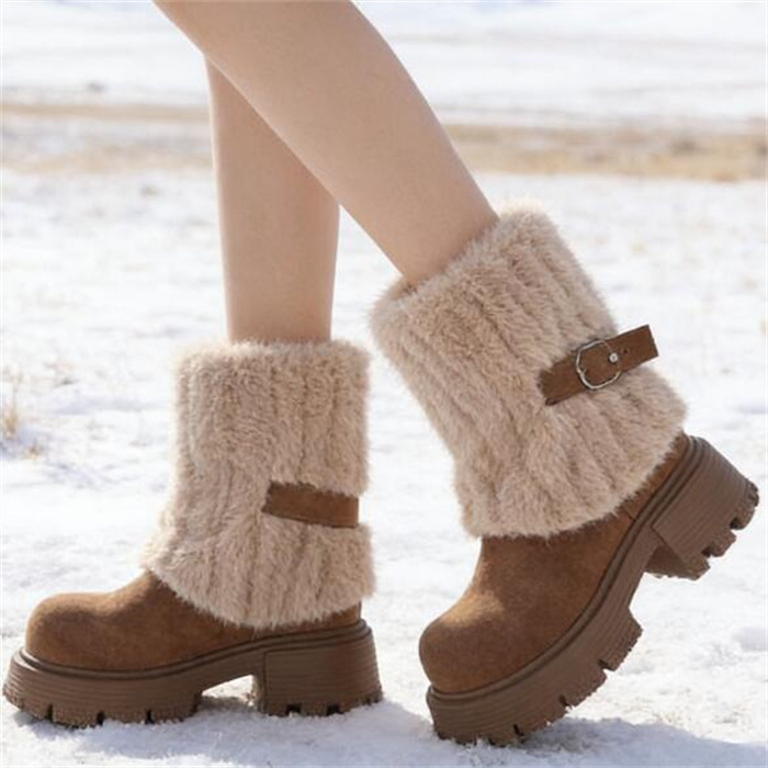 隐形内增高8厘米莱咖坡跟雪地靴