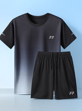 速干透气羽毛球服短袖短裤男女款T恤跑步服团体训练比赛运动套装