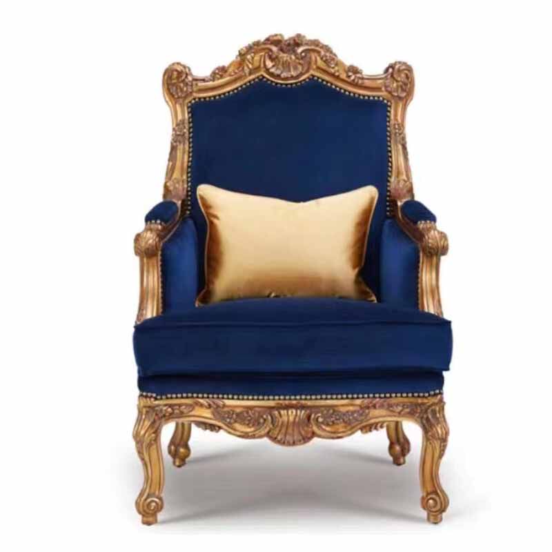 法式复古做旧实木单人沙发椅卧室家具欧式沙发椅新古典阳台休闲桌