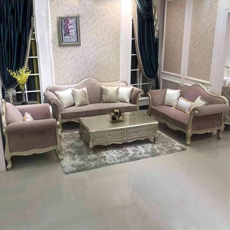 美式轻奢现代简约实木法式雕花布艺沙发别墅客厅整装家具组合直销