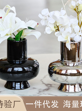 欧式轻奢陶瓷大肚灯笼花瓶