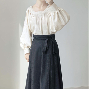 暗袖盈香【昙花一现鸡心领】汉服女改良鸡心领半身裙日常通勤