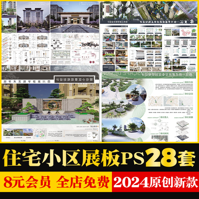 居住区住宅小区建筑景观规划设计PSD展板模版PS分析图分层源文件